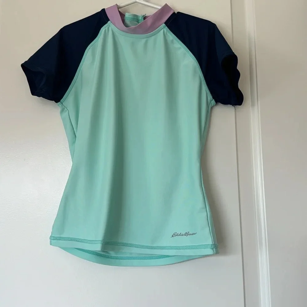 Eddie Bauer Girls Rash Guard Surf Swim Shirt Short Sleeve Size small 7/8